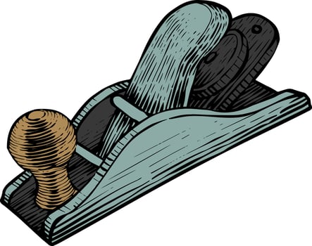 Wooden plane icon  style color vector illustration