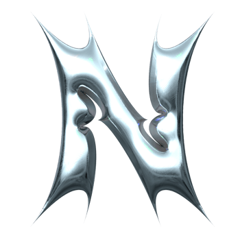 3d chrome letter n png