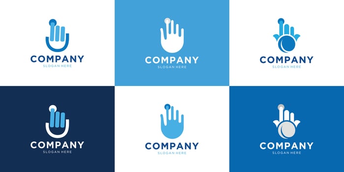 Set Of Hand Finger Touch screen technology Logo design vector template . Mobile Touchscreen digital tech Logotype