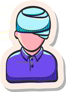 Hand drawn Injured head icon in sticker style vector illustration