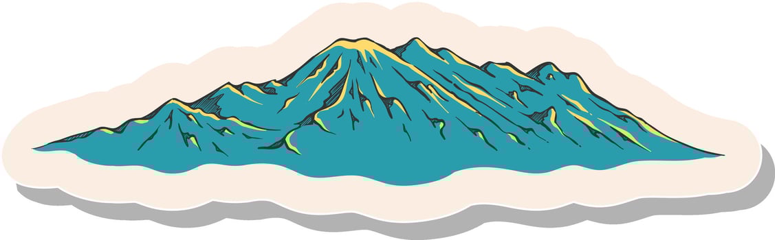 Hand drawn mountains in sticker style vector illustration
