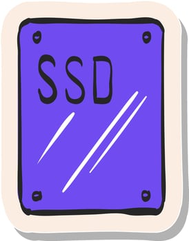 Hand drawn sticker style icon Solid state drive vector