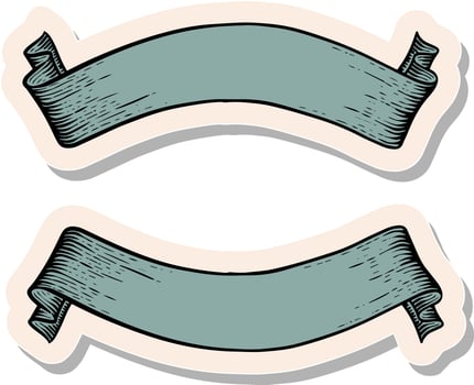 Hand drawn sticker style ribbon banners vector illustration