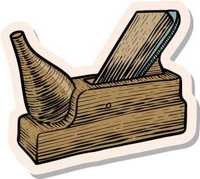 Hand drawn sticker style Wooden plane icon vector illustration