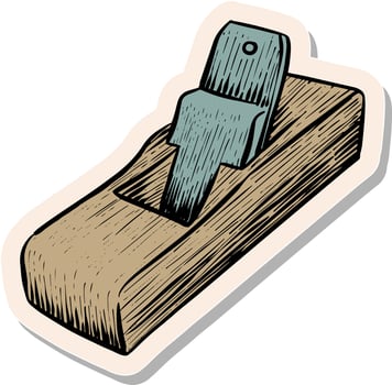 Hand drawn sticker style Wooden plane icon vector illustration