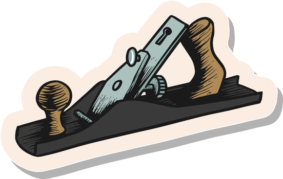 Hand drawn sticker style Hand plane icon vector illustration