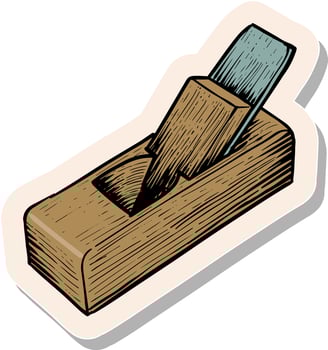 Hand drawn sticker style Wooden plane icon vector illustration