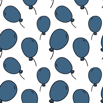 A pattern of blue balloons in retro style. Seamless pattern with flying balloons in blue. A texture for printing on any holiday. Colored balloons flying on a white background vector