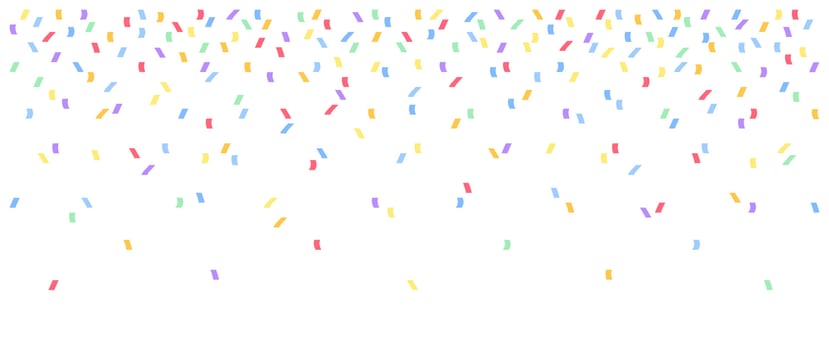 Background with colorful confetti. Vector illustration for cover, banner, poster, card, web and packaging.