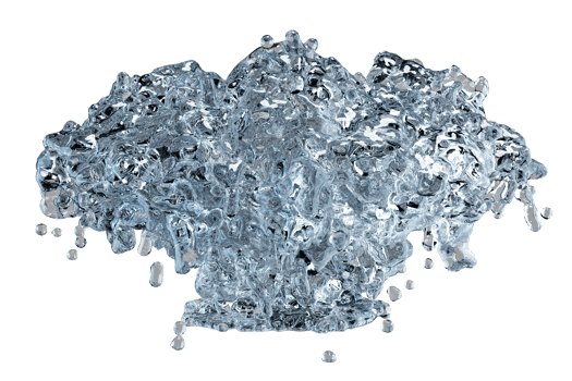 3d water splash transparent, clear blue water scattered around isolated. 3d render illustration png