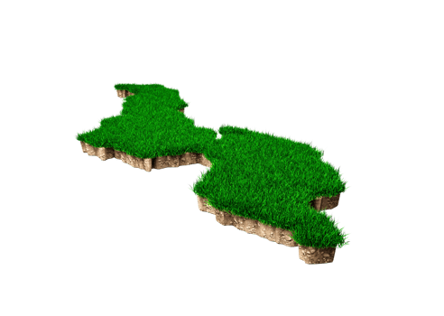 Malawi Map soil land geology cross section with green grass and Rock ground texture 3d illustration png