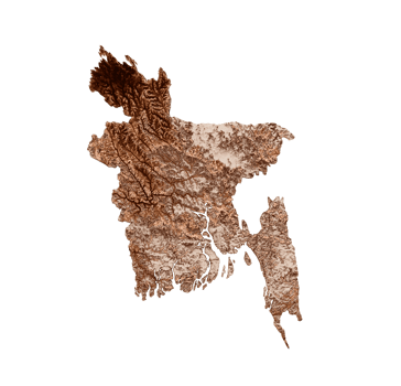 Map of Bangladesh in old style, brown graphics in a retro style Vintage Style. High detailed 3d illustration png