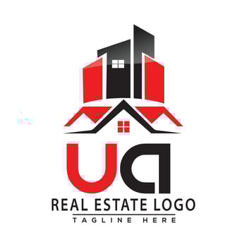 UA Real Estate Logo Red color Design House Logo Stock Vector. vector