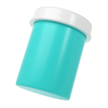 3d pill bottle medical icon pills pharmacy. White plastic supplement jar. Protein vitamin capsule packaging, large powder jar blank png
