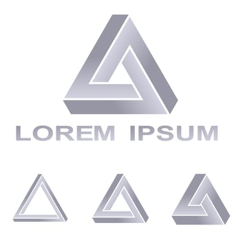 Silver Penrose triangle technology company symbol design set vector