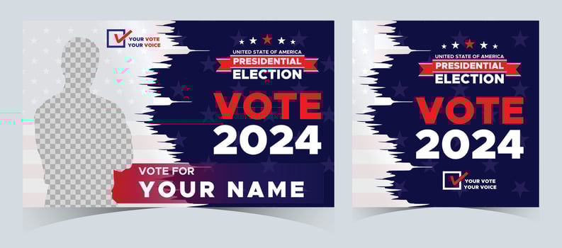 Set Of Vote 2024. Presidential election day in united states. Election 2024 USA. Political election campaign banner. background, post, Banner, card, poster design with Vote day November 5 US vector