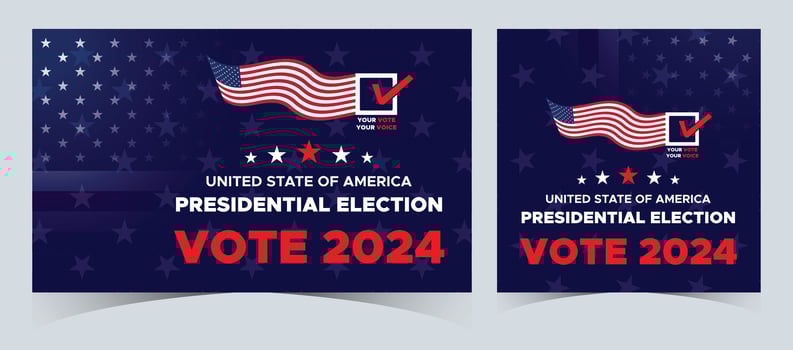 Set Of Vote 2024. Presidential election day in united states. Election 2024 USA. Political election campaign banner. background, post, Banner, card, poster design with Vote day November 5 US vector