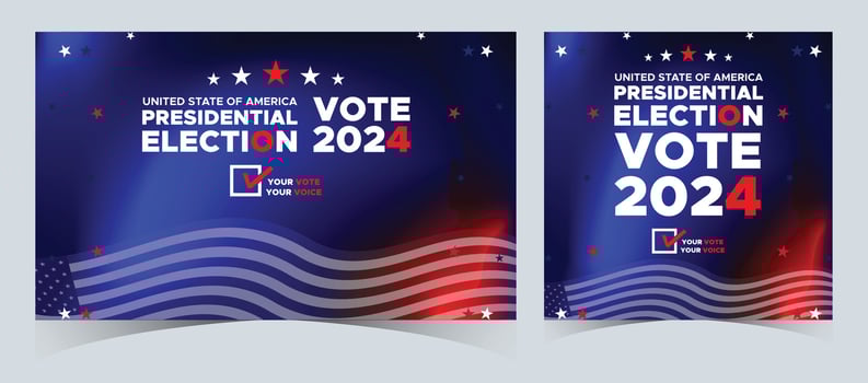 Set Of Vote 2024. Presidential election day in united states. Election 2024 USA. Political election campaign banner. background, post, Banner, card, poster design with Vote day November 5 US vector