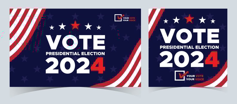 Set Of Vote 2024. Presidential election day in united states. Election 2024 USA. Political election campaign banner. background, post, Banner, card, poster design with Vote day November 5 US vector