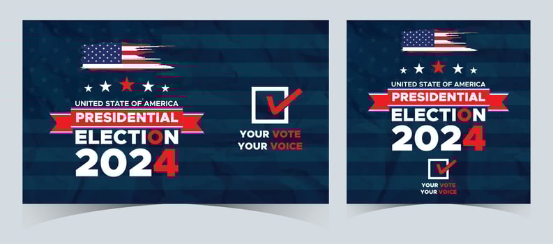 Set Of Vote 2024. Presidential election day in united states. Election 2024 USA. Political election campaign banner. background, post, Banner, card, poster design with Vote day November 5 US vector