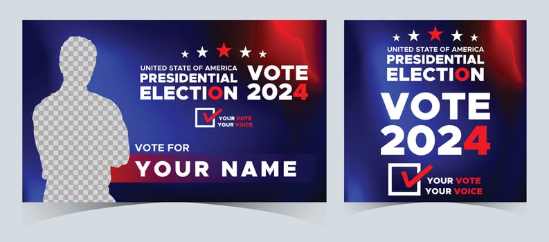 Set Of Vote 2024. Presidential election day in united states. Election 2024 USA. Political election campaign banner. background, post, Banner, card, poster design with Vote day November 5 US vector
