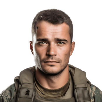 AI generated Portrait of Army man  on transparent background PNG image