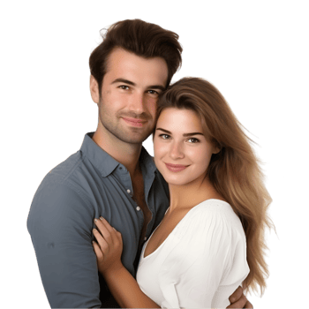 AI generated portrait of young couple on transparent background PNG image
