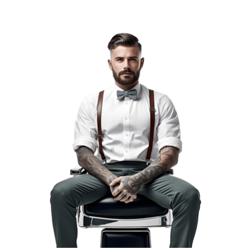 AI generated portrait of young professional barber on transparent background PNG image