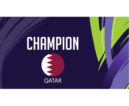 Qatar Champion Emblem Asian Nations 2023 Flag Teams Countries Asian Football Symbol Logo Design Vector Illustration
