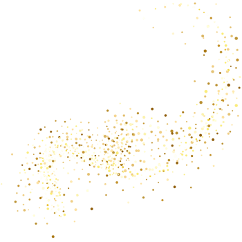 Glittering stars with golden shimmering swirls, shiny glitter design. Magical motion, sparkling lines . png