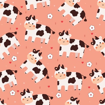 seamless pattern cartoon cow. cute animal wallpaper illustration for gift wrap paper vector