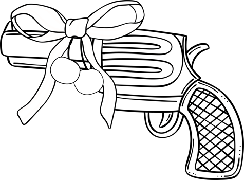Coquette cowgirl gun outline for coloring png