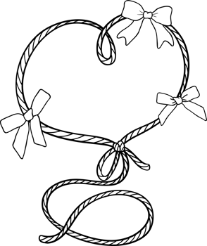 Coquette cowgirl rope heart shape outline for coloring png