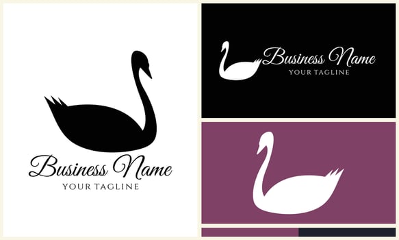 silhouette duck swim logo template vector