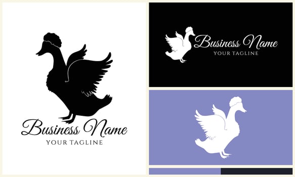 silhouette duck swim logo template vector