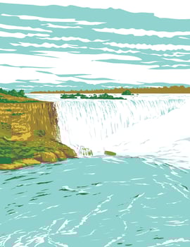 Horseshoe Falls in Niagara Falls Ontario Canada WPA Poster Art vector