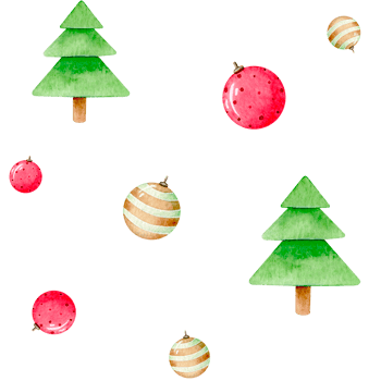 Christmas balls and tree seamless pattern. Hand drawn watercolor illustration. Winter holidays design for fabric, wallpaper, textile. New Year print. png