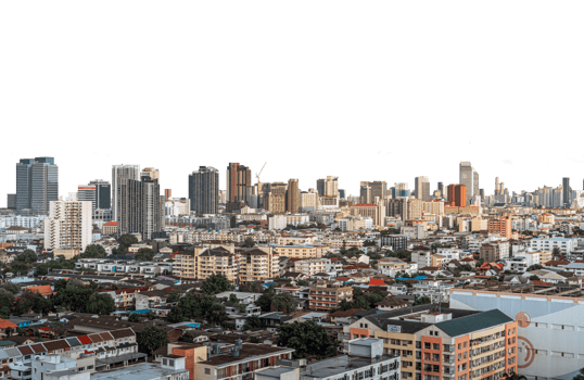 city skyline Isolated on PNGs transparent background, Use for visualization in architectural presentation