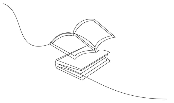 Continuous line art drawing of book illustration vector