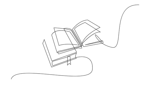 Continuous line art drawing of book illustration vector