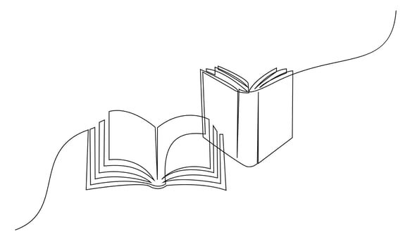 Continuous line art drawing of book illustration vector