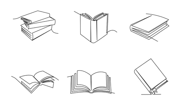 Continuous line art drawing of book illustration vector
