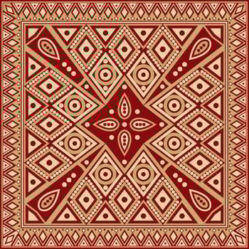 Vector gold with red square national Indian patterns. National ethnic ornaments, borders, frames. colored decorations of the peoples of South America, Maya, Inca, Aztecs