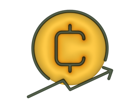 a 3d Cryptocurrency Coin Statistics on a transparent background png