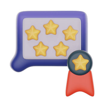 five stars 3d icon illustration. feedback 3d rendering png