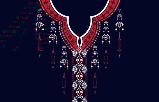 Geometric oriental pattern ethnic traditional flower  necklace embroidery designs for women fashion backgrounds,  wallpapers, clothes and wraps. vector