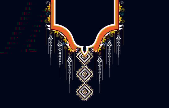 neck embroidery Ethnic,Geometric,tribal, oriental,traditional,necklace design for  fashion women,wallpaper,clothing and wrapping.nt vector