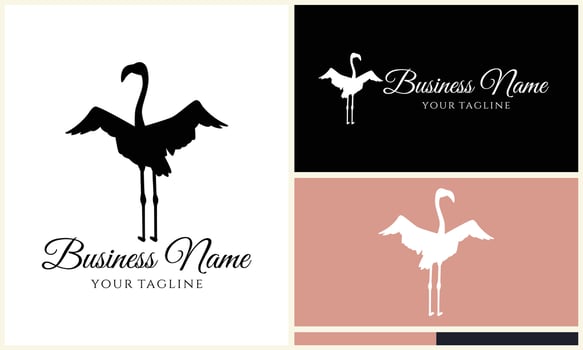 silhouette stork vector logo template