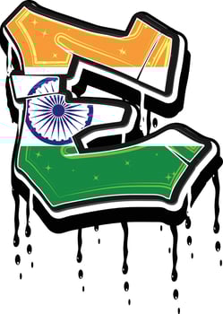 India flag E Hand Lettering Graffiti vector