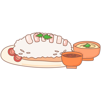 steamed rice topped with chicken doodle cartoon png